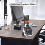 Bisofice Expandable Cordless Phone System with 3 Lines Display Support 5 Handsets Connection Call Block Hands-free Calls