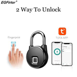 Fingerprint Padlock Tuya APP Bluetooth Waterproof Smart Lock USB Rechargeable Security Keyless Lock for School Locker Gym