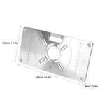 Router Table Insert Plate aluminum alloy Trimming Machine  With Clear Scale Engraving Flip Board with 4 Rings for Woodworking
