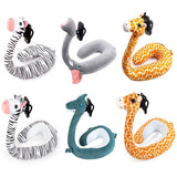 2 In 1 Travel Cartoon Animal Plush U-Shaped Neck Pillow with Mobile Phone Holder Q1QD