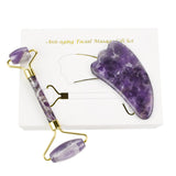 Amethyst Jade Facial Massage Roller Relax Weight Loss Natural Jade Quartz Scraper Massager Roller Jade Beauty Skin Tool XA67Z