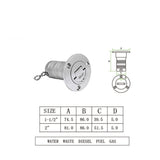 38mm Stainless Steel 316 Boat Marine Deck Fill Filler GAS DIESEL FUEL WASTE WATER Mirror Polish Yacht Hardware