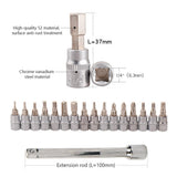 WISRETEC 2-20Nm 1/4 Inch 18PCS Dual Scable Torque Wrench Set Preset Torque Wrench Bits Set Adjustable Torque Wrench