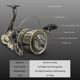 10+1BB Spinning Fishing Reel Aluminum Alloy 4.7:1 Carp Spinning Fishing Reel Stainless Steel Bearings Saltwater Fishing Reel