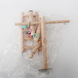 Parrot Playground Bird Wooden Standing Ladder Swing Cage Toys (Self-Assembly, Pendants Random Color)