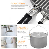 Lightweight Camping Titanium Cookware Set 2.8L Pot with 1.1L Pan for Outdoor Camping Backpacking Hiking Cooking Equipment
