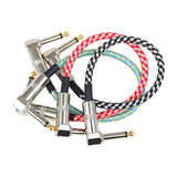 3Pack Guitar Patch Pedal Cable 6.5 Right Angle Braided Cable for Instrument Jumper Cables