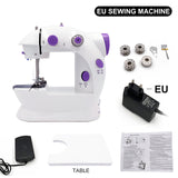 Sewing Machine Mini Portable Household Night Light Foot Pedal Straight Line Hand Table Two Thread Kit Electric
