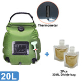 Switchable Shower Head20L Water Bags Outdoor Camping Solar Shower Bag Foldable Heating Camp Shower Hiking Climbing Bath Bag