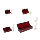 Mini Musical Instrument Model Miniature Trombone with Box for 1/4 1/6 1/8 1/12 Dollhouse Accessories