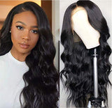 Front Lace Wig Ladies Long Curly Hair Mid Part Black Synthetic Fiber Headgear