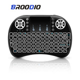 Three-color Lithium Battery Keyboard Wireless Keyboard With Touchpad I8 Mini Backlit Keyboard For TV Box Keyboards Green Keycaps