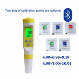 PH Meter Pen Temp Test Bluetooth APP Control Water Quality Monitor Tester Data Storage Support Printing for Pool Drinking Water