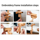 360 Degree Rotation Adjustable Desktop Stand Cross Stitch Rack Frames Desktop Embedded Embroidery Frame Wooden Embroidery Hoop