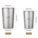 Lixada Double Wall Titanium Cup Water Juice Tea Cup Mug 300ml / 500ml Cup Cookware for Home Office Camping Hiking Backpacking