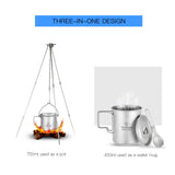 TOMSHOO Titanium Tableware Set 750ml Pot 450ml Water Cup Mug with Lid Folding Spork for Outdoor Camping Hiking Backpacking