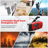 1000mAh Protable Hand Radio Solar Crank Dynamo Powered AM/FM/NOAA Weather Radio Use Emergency LED Flashlight And Power Bank