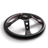 Car Racing Steering Wheel 3 Colors 14inch 350mm Aluminum Bracket and PVC Leather Button Sport Steeing wheel with Logo