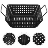 Barbecue Pan Carbon Steel Black Non-stick Grill Basket Grilling Tray for Camping Home