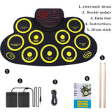 Silicone Electronic Drum Set Portable Roll Up Practice Pad Electric Drum Set with Speaker Pedals for Kids Beginner Birthday Gift