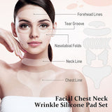 32 Pieces Facial Chest Neck Silicone Face Anti Wrinkle Pads Reusable Face Wrinkle Smoothing Patches Reducing Forehead Wrinkles