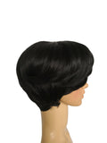 Ladies Wig Short Straight Hair Black Slanted Fiber Head Cover