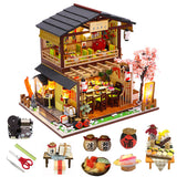 Diy Dollhouse Kit Miniature Building Wooden House Model Japanese-style Sushi Shop Kids Toys Adult Gift Big Doll House Furniture