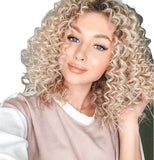 Wig women's short curly hair blond small curly wig headgear