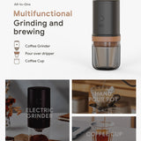 3IN 1 Drip Coffee Machine Grinder Coffee Machine High-Grade Stainless Steel Adjustable Coffee Grinder Long Battery Life