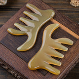 Natural Yak Horn Wide Tooth Comb Head Meridian Scalp Massage Comb Facial Eye Skin Care Acupuncture Gua Sha Spa Beauty Tool
