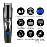 Professional Waterproof 5 In 1 Men Hair Trimmer LCD Display Electric Hair Clipper Dual Charging Hair Cutter Machine+Charge Base