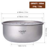 Lixada 1.6L Titanium Tea Tray Bowl Tea Strainer Self-draining Bowl Fruit Drainage Plate for Home Camping Hiking Backpacking