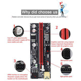5PCS PCI-E Riser VER009S Plus GPU PCIE Card PCI E X16 to X1PCI Express Adapter Card 6Pin to SATA USB3.0 with LED Lights