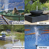 5.5 W Solar Fountain 1500 Mah Batterysolar Pond Pump Water Pump Solar Floating Fountain Pump with 6 Fountain Styles for Garden
