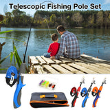 Kit Fishing Kids Fishing Pole Set With Telescopic Fishing Rod & Spinning Reel Baits Hooks Saltwater Freshwater Travel Pole Set