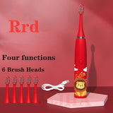 Sonic Children's Electric Toothbrush 3 To 12 Years Old Teeth Cleaning Care Oral Bacteria 6 Replacement Brush Heads USB Charging