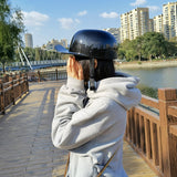 Motorcycle Retro Helmet Full Face Baseball Cap Helmet Peaked Cap Motorcycle Safety Accessories Bright Black
