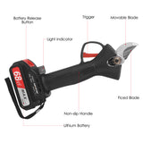 21V Brushless Cordless Electric Pruning Shear Rechargeable 2.0A Lithium Battery Powered Tree Branch Pruner 30mm Cutting Diameter