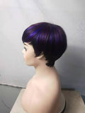 Women's short straight hair wig color-picking chemical fiber headgear