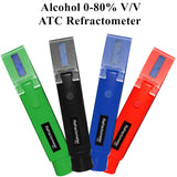 Portable Alcohol Detector Refractometer 0-80% V/V Liquor Alcohol Content Meter Tester ATC Alcoholometer meter wine 4 Color40%off