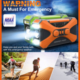 10000mAh Emergency Weather Radio Dual Speaker Rechargeable Solar Hand Crank Battery Operated SOS AlarmAM/FM Reading Light