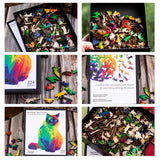 Wooden Puzzles Rainbow Cat Building Blocks Puzzle For Kids Adults