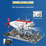 1288 City Technical Jiaolong Deep Sea Submarine Building Blocks Submersible Manned Missile Detector Bricks Toys For Children
