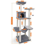 Pet Cat Climbing Tree Cat Condo Kitty Tower with Scratching Post Hammock Bed Multi Level Cat Climbing Activity Tree for Cats