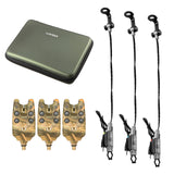 Fishing Bite Alarms Set Digital Fishing Alarm Kit LED Alarm Indicator Alert Bell Swinger Fishing Tackle with Zippered Box
