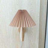 Xianfan 2021 Japanese Vintage soiled wood wall lamp with pleat cloth lampshade for kitchen living room retro bedside lighting