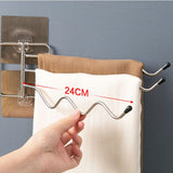3 Layers Wall Mounted Towel Rack Stainless Steel 180 Degree Rotating Hook Hanger