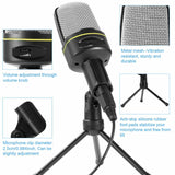 3.5mm Condenser Microphone Tripod Desktop Audio Recording Computer PC Phone Mic