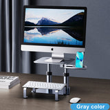 Height Adjustable Monitor Holder Multifunction Laptop Riser Stand with Phone Holder and Keyboard Tray Aluminum Desk Organizer