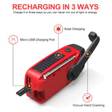 1000mAh Protable Hand Radio Solar Crank Dynamo Powered AM/FM/NOAA Weather Radio Use Emergency LED Flashlight And Power Bank